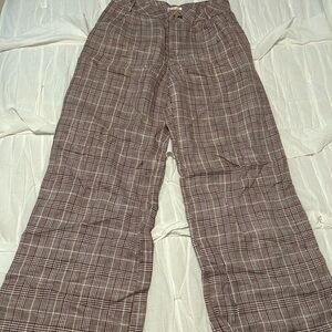 Maeve Checkered Trousers in Brown and Cream